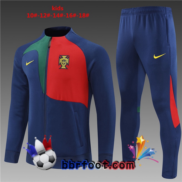 Veste Survetement Foot Portugal Enfant Bleu Royal 2022/2023 Veste Survetement Foot Portugal Enfant Bleu Royal 2022/2023