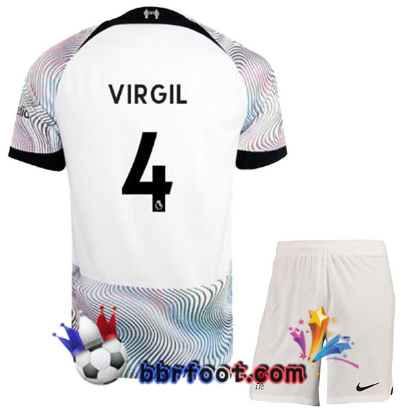 Maillot Foot FC Liverpool (VIRGIL 4) Enfant Exterieur Blanc 2022/2023