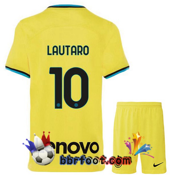 Maillot Foot Inter Milan (LAUTARO 10) Enfant Third Jaune 2022/2023