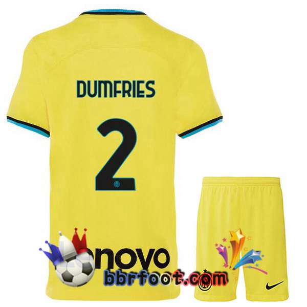 Maillot Foot Inter Milan (DUMFRIES 2) Enfant Third Jaune 2022/2023