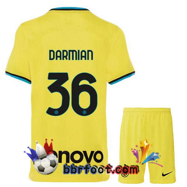 Maillot Foot Inter Milan (DARMIAN 36) Enfant Third Jaune 2022/2023