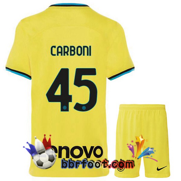 Maillot Foot Inter Milan (CARBONI 45) Enfant Third Jaune 2022/2023