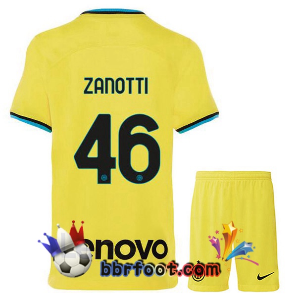 Maillot Foot Inter Milan (ZANOTTI 46) Enfant Third Jaune 2022/2023
