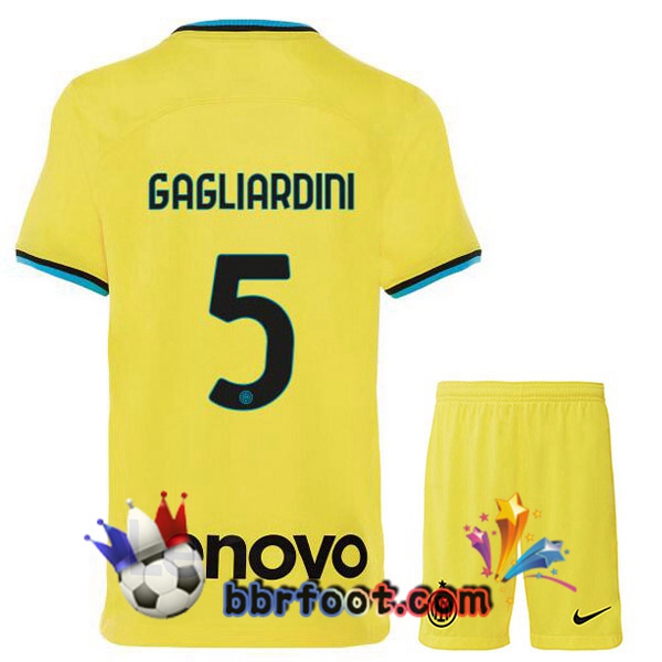 Maillot Foot Inter Milan (GAGLIARDINI 5) Enfant Third Jaune 2022/2023