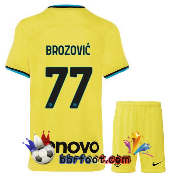 Maillot Foot Inter Milan (BROZOVIĆ 77) Enfant Third Jaune 2022/2023