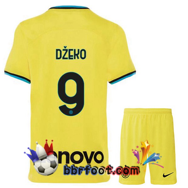 Maillot Foot Inter Milan (DŽEKO 9) Enfant Third Jaune 2022/2023
