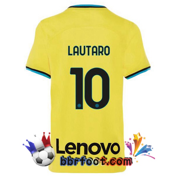 Maillot Foot Inter Milan (LAUTARO 10) Third Jaune 2022/2023