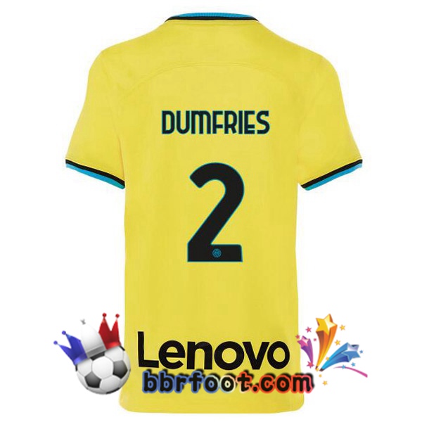 Maillot Foot Inter Milan (DUMFRIES 2) Third Jaune 2022/2023 Maillot Foot Inter Milan (DUMFRIES 2) Third Jaune 2022/2023