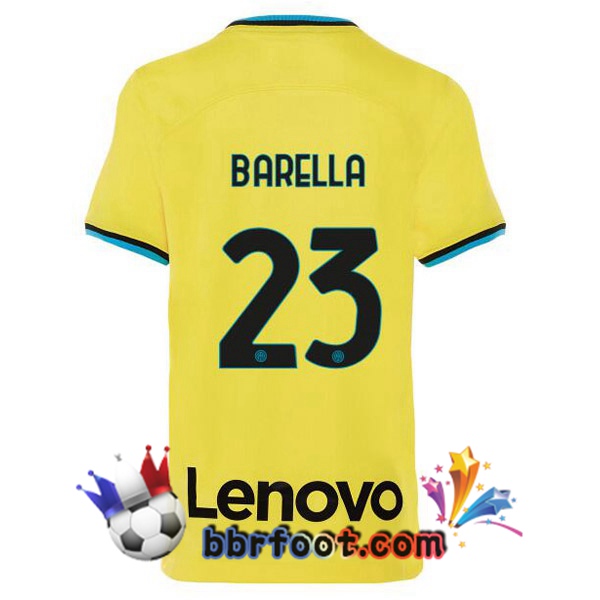 Maillot Foot Inter Milan (BARELLA 23) Third Jaune 2022/2023 Maillot Foot Inter Milan (BARELLA 23) Third Jaune 2022/2023