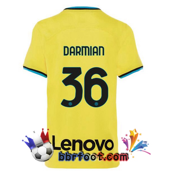Maillot Foot Inter Milan (DARMIAN 36) Third Jaune 2022/2023