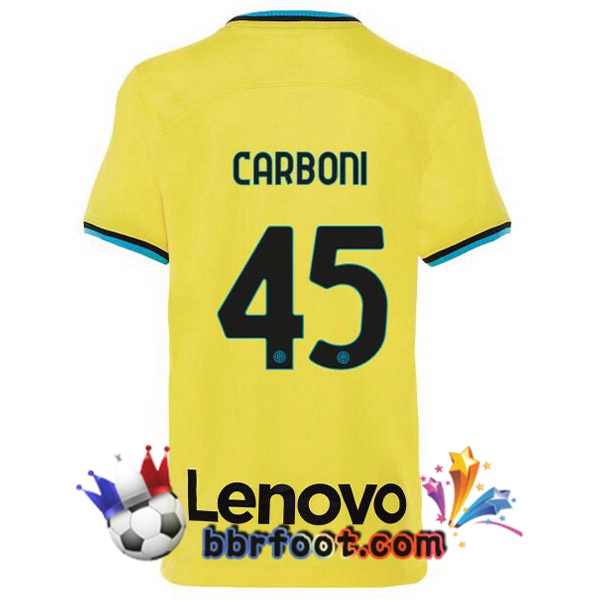 Maillot Foot Inter Milan (CARBONI 45) Third Jaune 2022/2023