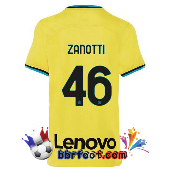 Maillot Foot Inter Milan (ZANOTTI 46) Third Jaune 2022/2023