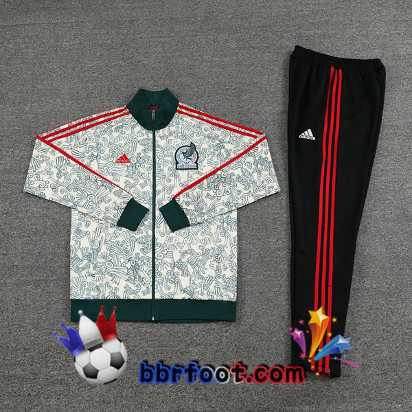 Veste Survetement Foot Mexique Blanc Vert 2022/2023