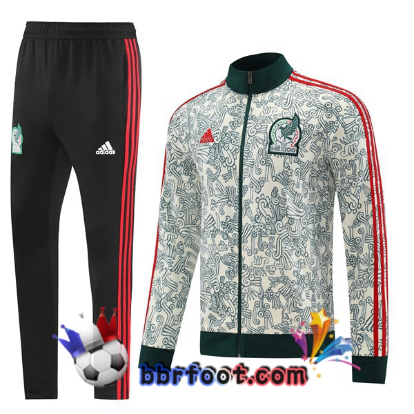 Veste Survetement Foot Mexique Blanc Vert 2022/2023