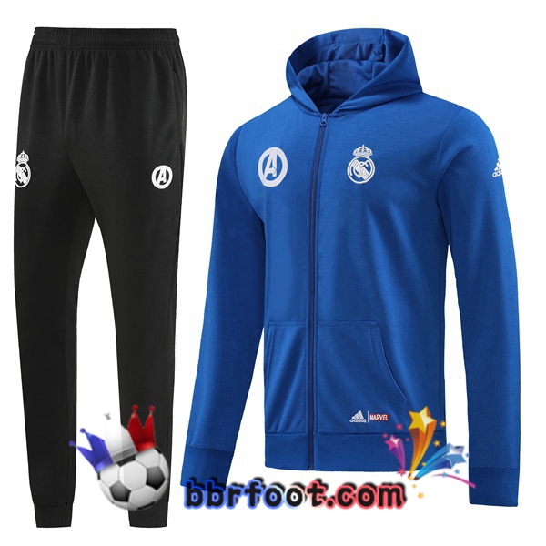 Veste A Capuche Survetement Foot Real Madrid Bleu 2022/2023 Veste A Capuche Survetement Foot Real Madrid Bleu 2022/2023