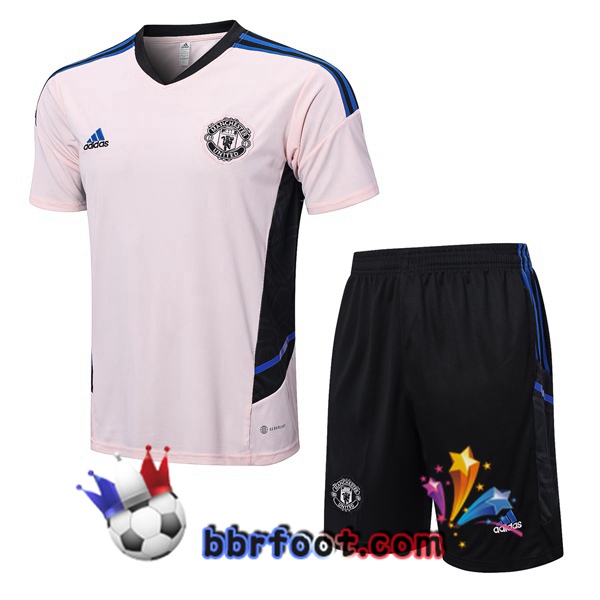 Training T-Shirts Manchester United + Shorts Rose 2022/2023