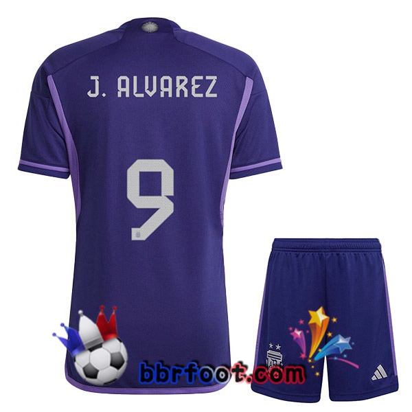 Maillots Equipe De Argentine (J. ALVAREZ 9) Enfant Exterieur Pourpre 2022/2023