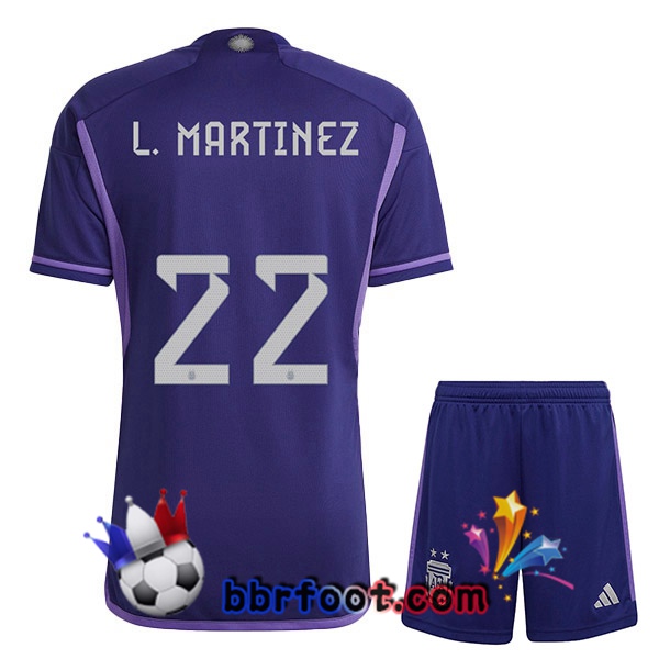 Maillots Equipe De Argentine (L. MARTINEZ 22) Enfant Exterieur Pourpre 2022/2023