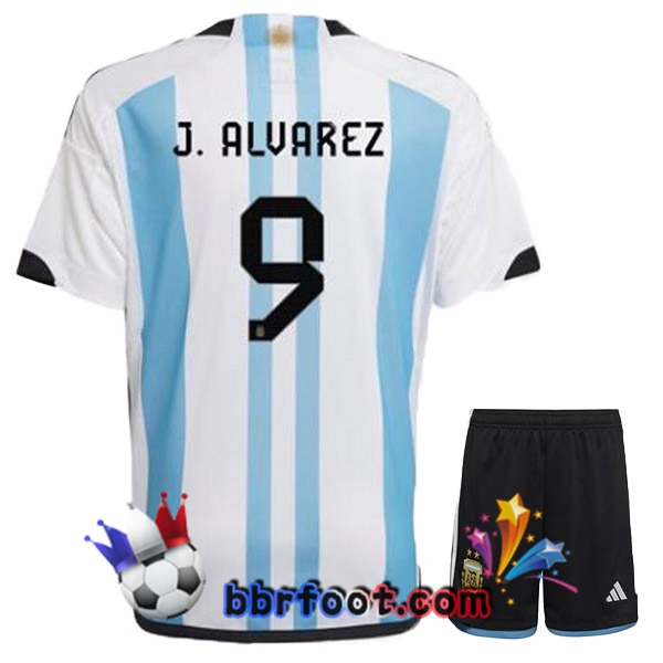 Maillots Equipe De Argentine (J. ALVAREZ 9) Enfant Domicile Bleu Blanc 2022/2023