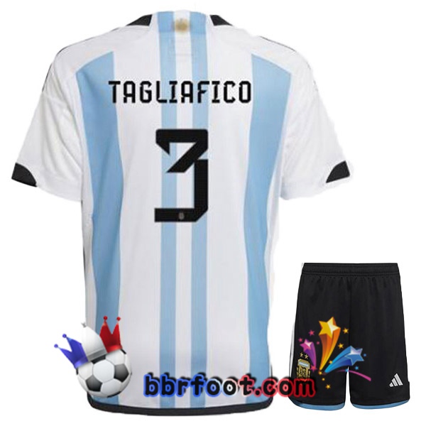Maillots Equipe De Argentine (TAGLIAFICO 3) Enfant Domicile Bleu Blanc 2022/2023