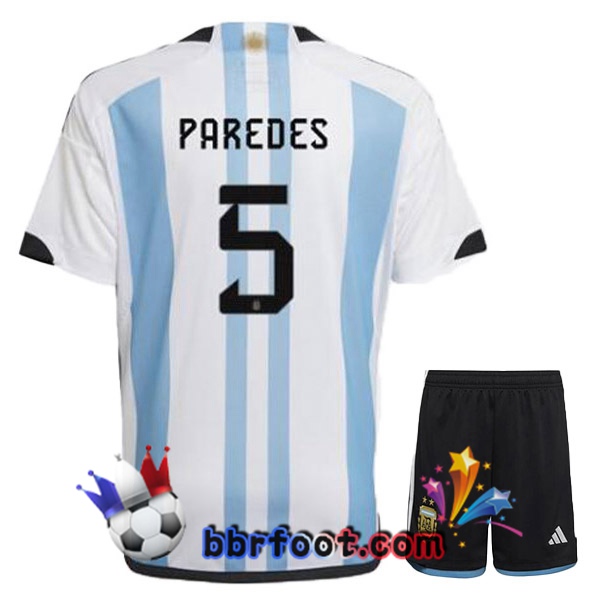 Maillots Equipe De Argentine (PAREDES 5) Enfant Domicile Bleu Blanc 2022/2023