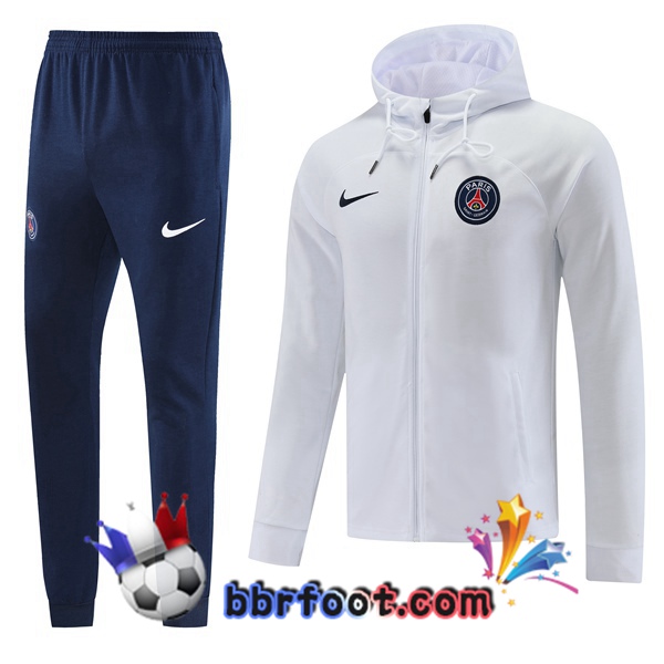 Veste A Capuche Survetement Foot Paris PSG Blanc 2022/2023