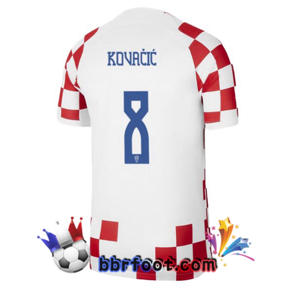 Maillots Equipe De Croatie (KOVAČIĆ 8) Domicile Blanc Rouge 2022/2023