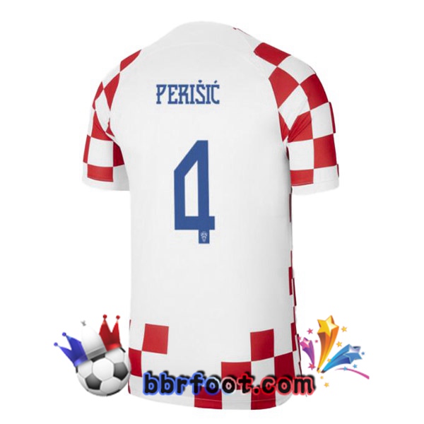 Maillots Equipe De Croatie (PERIŠIĆ 4) Domicile Blanc Rouge 2022/2023