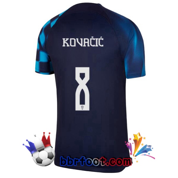 Maillots Equipe De Croatie (KOVAČIĆ 8) Exterieur Noir Bleu 2022/2023
