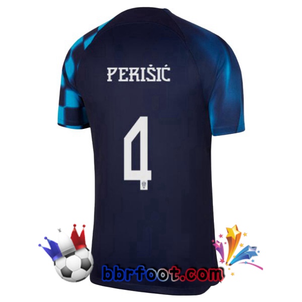 Maillots Equipe De Croatie (PERIŠIĆ 4) Exterieur Noir Bleu 2022/2023