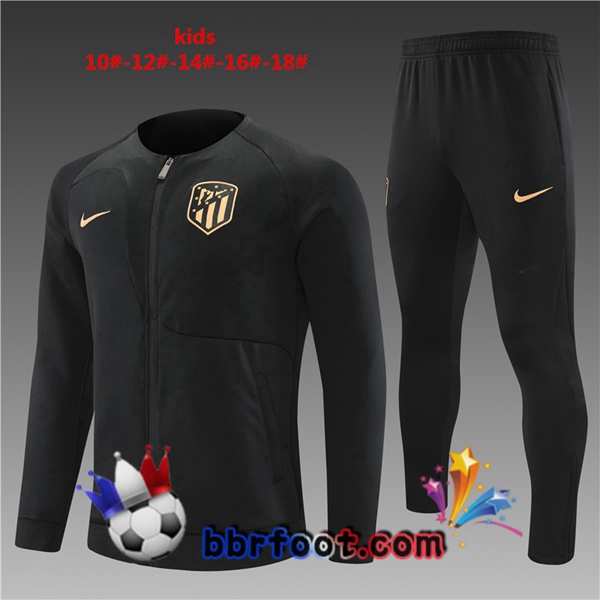 Veste Survetement Foot Atletico Madrid Enfant Noir 2022/2023