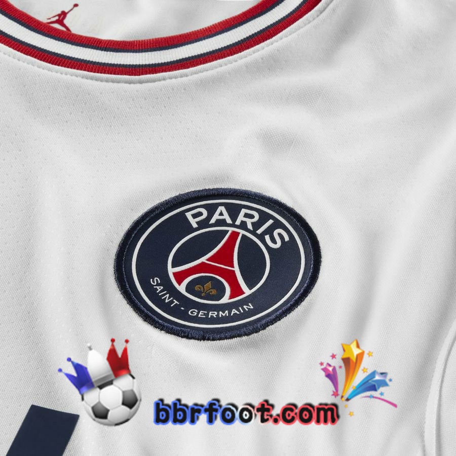 Maillot Foot Jordan Paris PSG Quatrieme Blanc 21/22