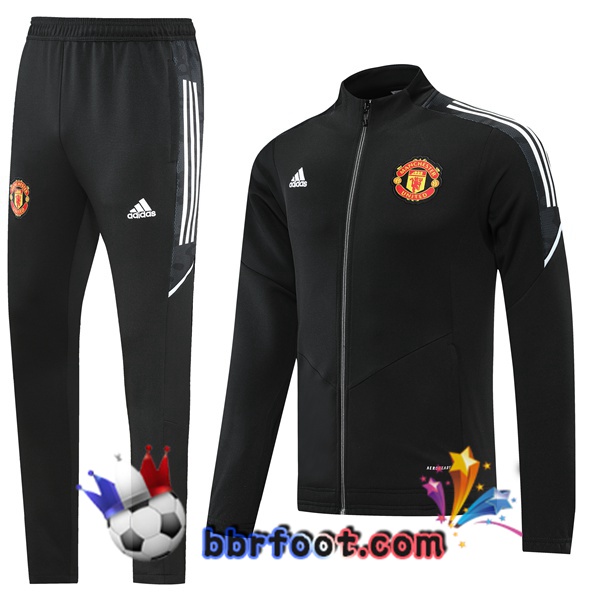 Ensemble Survetement Foot - Veste Manchester United Noir 21/22