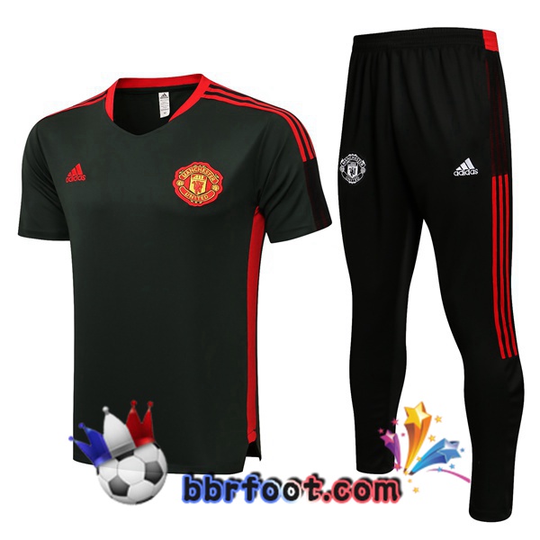 Ensemble Training T-Shirts Manchester United + Pantalon Vert Fonce 21/22