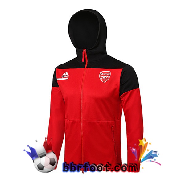 Veste Foot Veste A Capuche Arsenal Rouge Noir 21/22