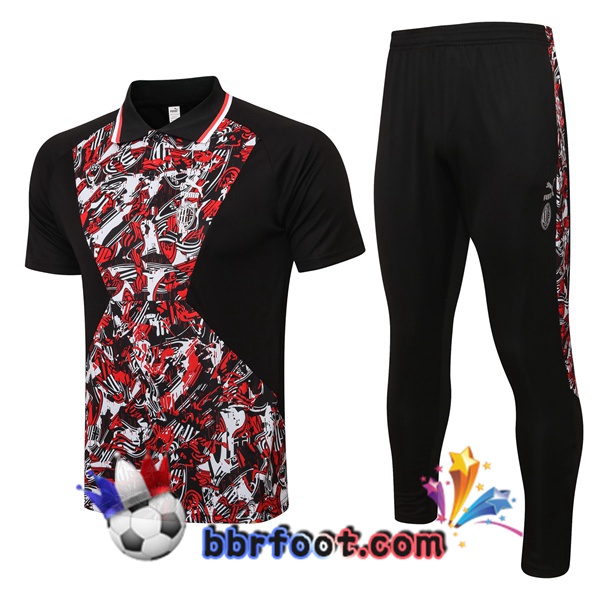 Ensemble Polo AC Milan + Pantalon Noir Rouge 21/22