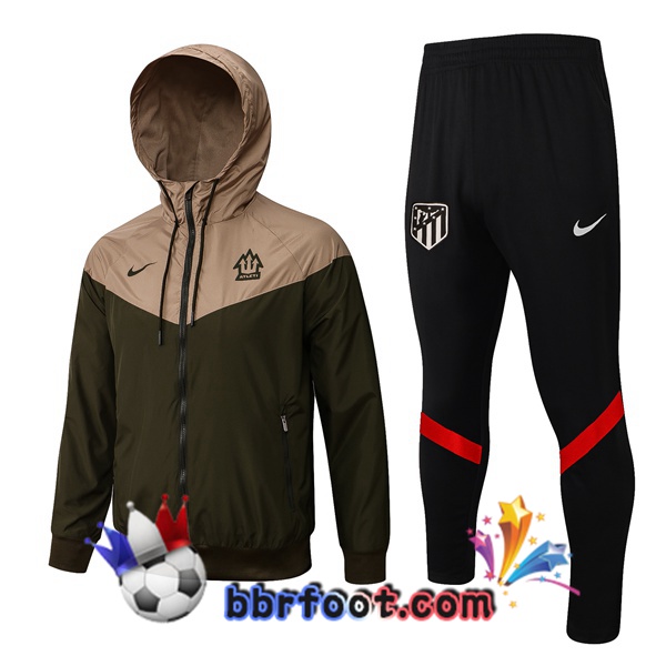 Ensemble Survetement Foot Coupe Vent Atletico Madrid Vert Fonce 21/22