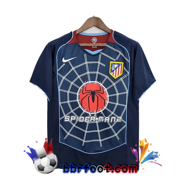 2004-2005 Atletico Madrid Retro Exterieur Maillot Foot Bleu
