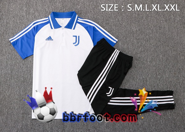 Ensemble Polo Juventus + Pantalon Blanc Bleu 21/22