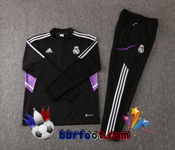 Ensemble Survetement Foot Real Madrid Noir 22/23