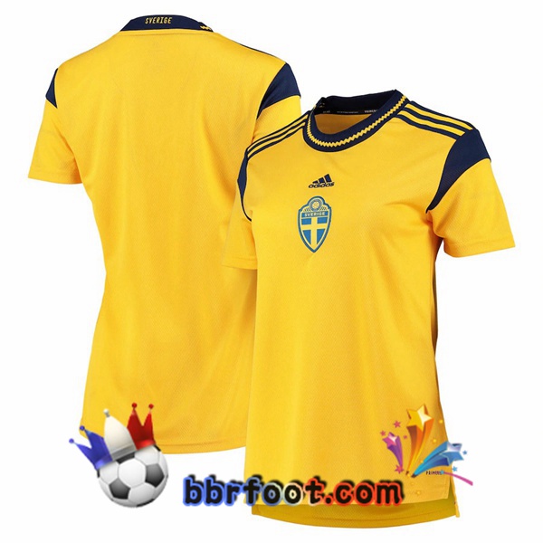 Maillot Foot Equipe de Suede Femme Domicile Jaune Euro Féminin 2022