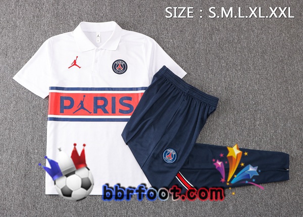 Ensemble Polo JORDAN Paris PSG + Pantalon Blanc 21/22