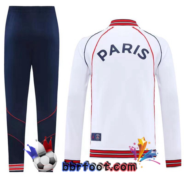 Ensemble Survetement Foot - Veste Paris PSG Blanc 22/23