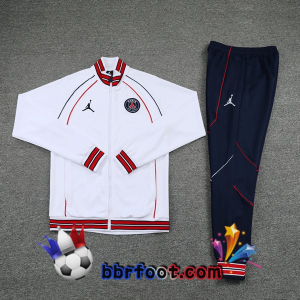 Ensemble Survetement Foot - Veste Paris PSG Blanc 22/23