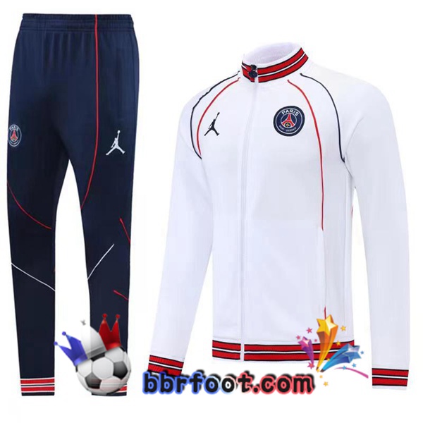 Ensemble Survetement Foot - Veste Paris PSG Blanc 22/23