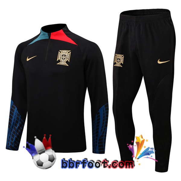 Ensemble Survetement Foot Portugal Noir 22/23