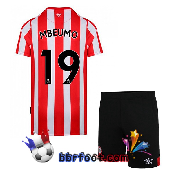 Maillot Foot Brentford FC (MBEUMO 19) Enfant Domicile Rouge Blanc 22/23