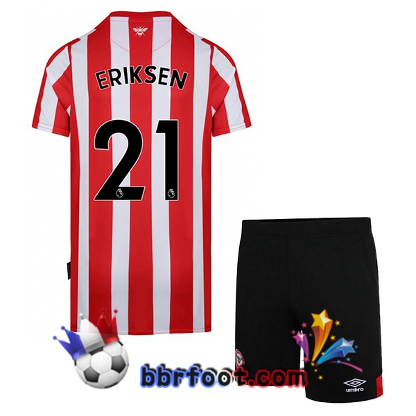 Maillot Foot Brentford FC (ERIKSEN 21) Enfant Domicile Rouge Blanc 22/23