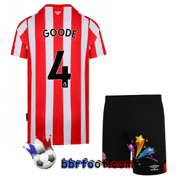 Maillot Foot Brentford FC (GOODE 4) Enfant Domicile Rouge Blanc 22/23
