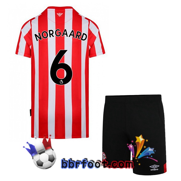 Maillot Foot Brentford FC (NORGAARD 6) Enfant Domicile Rouge Blanc 22/23